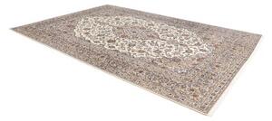 Tappeto Kashan Medaglione Floreale Avorio Blu 235x343 Cm