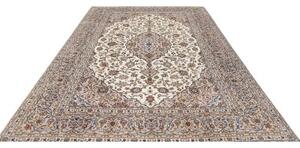 Tappeto Kashan Medaglione Floreale Avorio Blu 235x343 Cm