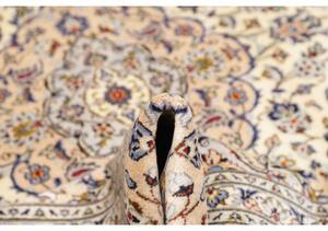Tappeto Kashan Medaglione Floreale Avorio Blu 240x355 Cm