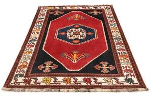Tappeto Shiraz Fine Stilizzato Rosso Blu Scuro 150x206 Cm