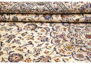 Tappeto Kashan Medaglione Floreale Avorio Blu 240x355 Cm