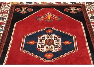Tappeto Shiraz Fine Stilizzato Rosso Blu Scuro 150x206 Cm