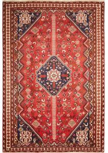 Tappeto Shiraz Fine Stilizzato Rosso Mattone Blu Scuro 208x315 Cm