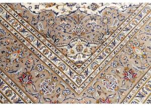 Tappeto Kashan Medaglione Floreale Avorio Beige 207x300 Cm