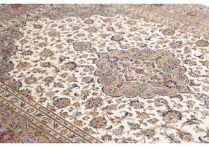Tappeto Kashan Medaglione Floreale Avorio Beige 207x300 Cm
