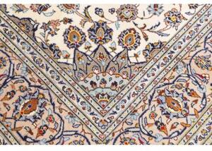 Tappeto Kashan Medaglione Floreale Avorio Blu 197x305 Cm