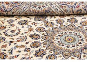 Tappeto Kashan Medaglione Floreale Avorio Blu 197x305 Cm
