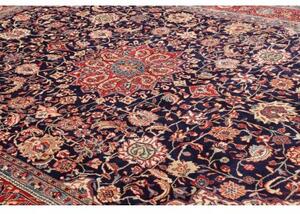 Tappeto Sarough Medaglione Floreale Blu Scuro Rosso 245x345 Cm