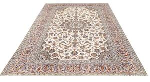 Tappeto Kashan Medaglione Floreale Avorio Blu 197x305 Cm