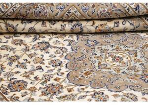 Tappeto Kashan Medaglione Floreale Avorio Beige 207x300 Cm