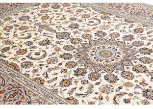 Tappeto Kashan Medaglione Floreale Avorio Blu 197x305 Cm