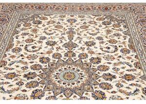 Tappeto Kashan Medaglione Floreale Avorio Blu 197x305 Cm