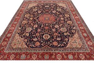 Tappeto Sarough Medaglione Floreale Blu Scuro Rosso 245x345 Cm