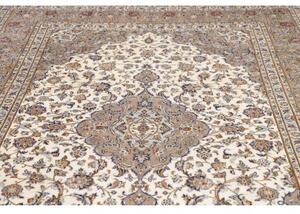 Tappeto Kashan Medaglione Floreale Avorio Beige 207x300 Cm