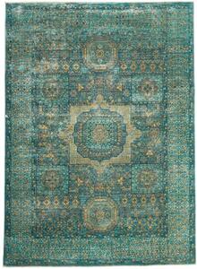 Tappeto Kairo Medaglione Verde Petrolio Ocra 169x233 Cm