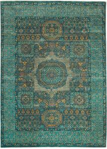 Tappeto Kairo Medaglione Verde Petrolio Ocra 169x238 Cm