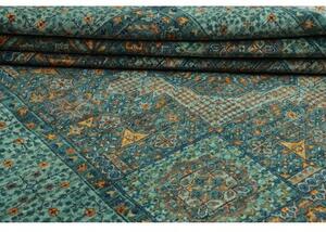 Tappeto Kairo Medaglione Verde Petrolio Ocra 169x238 Cm