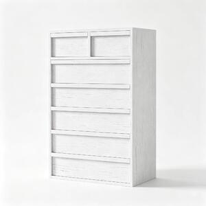 Comodino - 7 cassetti - Struttura in legno - Cassetti spaziosi e profondi - Maniglie a scomparsa - Bianco