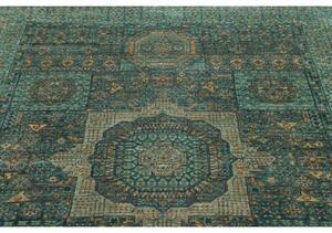 Tappeto Kairo Medaglione Verde Petrolio Ocra 169x233 Cm