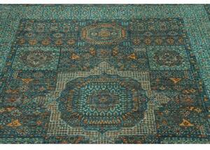 Tappeto Kairo Medaglione Verde Petrolio Ocra 169x238 Cm