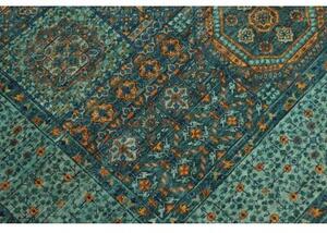 Tappeto Kairo Medaglione Verde Petrolio Ocra 169x238 Cm