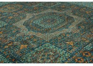 Tappeto Kairo Medaglione Verde Petrolio Ocra 169x238 Cm