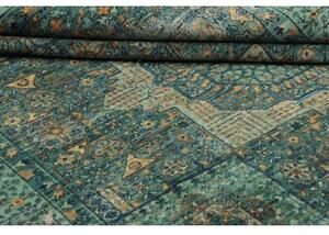 Tappeto Kairo Medaglione Verde Petrolio Ocra 169x233 Cm