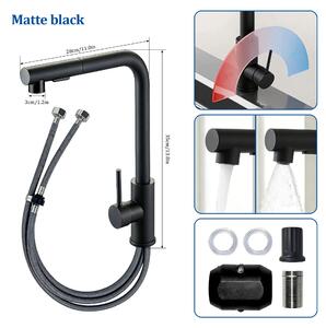 Miscelatore per cucina - SLT-05 - Comando monoleva - Acqua calda e fredda - Doccetta estraibile e flessibile - Orientabile - Acciaio inossidabile 304 - Colore: SLT-05