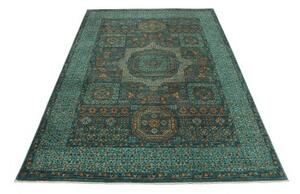 Tappeto Kairo Medaglione Verde Petrolio Ocra 169x238 Cm