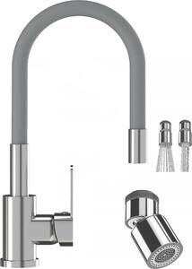 Granitan | FLEX - Rubinetto da cucina - Bocca flessibile - Orientabile a 360° - Grigio scuro, cromato - Ottone - Carica in Vetroceramica