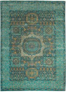 Tappeto Kairo Medaglione Verde Petrolio Ocra 157x203 Cm