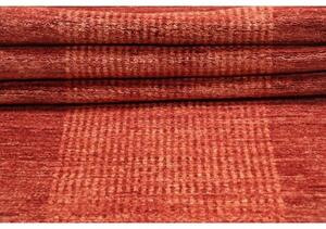 Tappeto Essenzia Geometrico Rosso Ruggine Arancione Bruciato Corsia 74x199 Cm