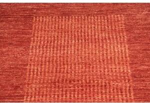 Tappeto Essenzia Geometrico Rosso Ruggine Arancione Bruciato Corsia 74x199 Cm