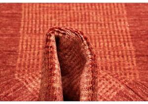 Tappeto Essenzia Geometrico Rosso Ruggine Arancione Bruciato Corsia 74x199 Cm