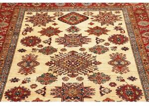 Tappeto Kazak Fine Geometrico Avorio Rosso 153x195 Cm