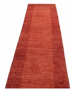 Tappeto Essenzia Geometrico Rosso Ruggine Arancione Bruciato Corsia 74x199 Cm