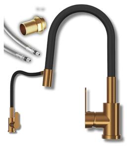 Granitan | GRADO - Miscelatore da cucina - Bocca flessibile - Orientabile a 360° - Oro - Ottone - Carica Vetroceramica