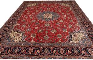Tappeto Sarough Medaglione Floreale Rosso Blu 306x395 Cm
