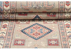 Tappeto Kazak Geometrico Beige Blu Corsia 84x307 Cm