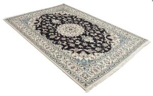 Tappeto Nain Kashmar Medaglione Floreale Blu Scuro Avorio 165x245 Cm