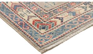 Tappeto Kazak Geometrico Beige Blu Corsia 84x307 Cm