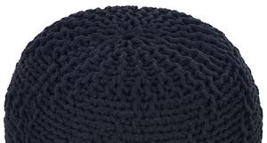 Pouf ottomana nero cotone lavorato a maglia perline EPS riempimento rotondo piccolo poggiapiedi 50 x 35 cm Beliani