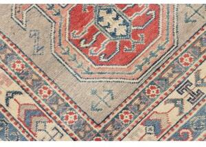 Tappeto Kazak Geometrico Beige Blu Corsia 84x307 Cm