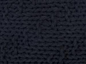 Pouf ottomana nero cotone lavorato a maglia perline EPS riempimento rotondo piccolo poggiapiedi 50 x 35 cm Beliani