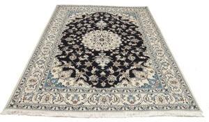 Tappeto Nain Kashmar Medaglione Floreale Blu Scuro Avorio 165x245 Cm