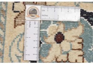 Tappeto Nain Kashmar Medaglione Floreale Blu Scuro Avorio 165x245 Cm