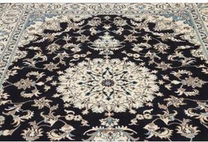 Tappeto Nain Kashmar Medaglione Floreale Blu Scuro Avorio 165x245 Cm