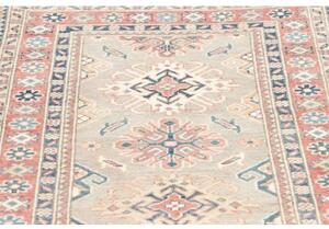 Tappeto Kazak Geometrico Verde Salvia Rosso Corallo Corsia 82x289 Cm