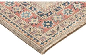 Tappeto Kazak Geometrico Verde Salvia Rosso Corallo Corsia 82x289 Cm