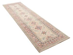 Tappeto Kazak Geometrico Verde Salvia Rosso Corallo Corsia 82x289 Cm